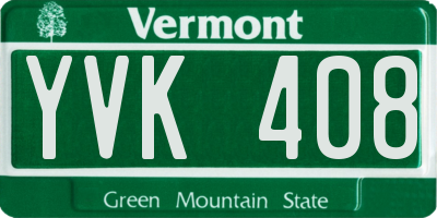 VT license plate YVK408