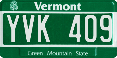 VT license plate YVK409