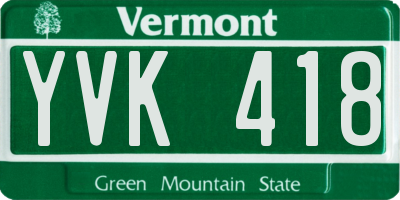 VT license plate YVK418