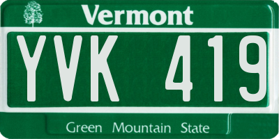 VT license plate YVK419