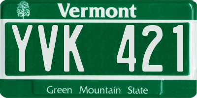 VT license plate YVK421