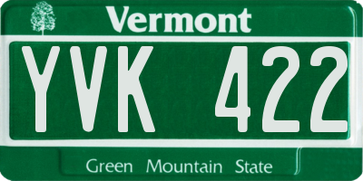 VT license plate YVK422