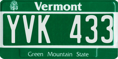 VT license plate YVK433