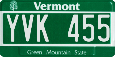 VT license plate YVK455