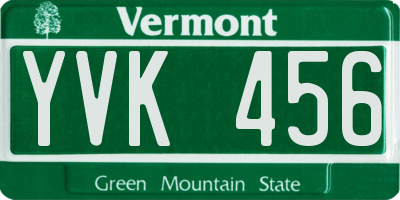 VT license plate YVK456