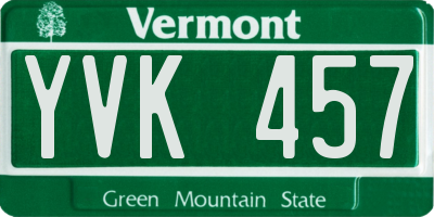 VT license plate YVK457