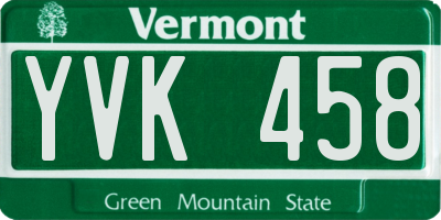 VT license plate YVK458