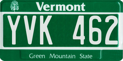 VT license plate YVK462