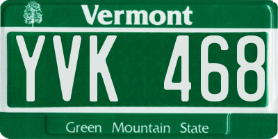 VT license plate YVK468