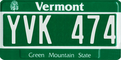 VT license plate YVK474