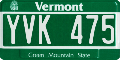 VT license plate YVK475