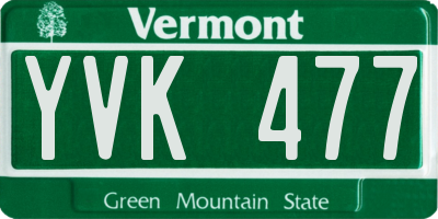 VT license plate YVK477