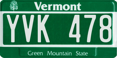 VT license plate YVK478