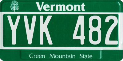 VT license plate YVK482
