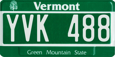 VT license plate YVK488
