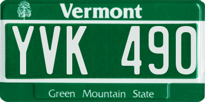 VT license plate YVK490