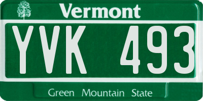 VT license plate YVK493