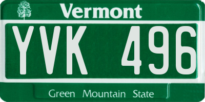 VT license plate YVK496