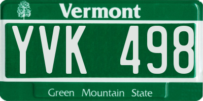 VT license plate YVK498