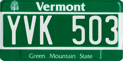 VT license plate YVK503