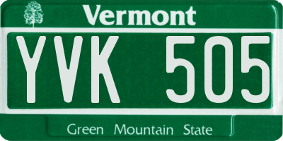 VT license plate YVK505