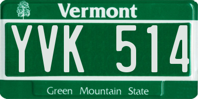 VT license plate YVK514