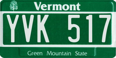 VT license plate YVK517