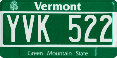 VT license plate YVK522