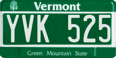 VT license plate YVK525