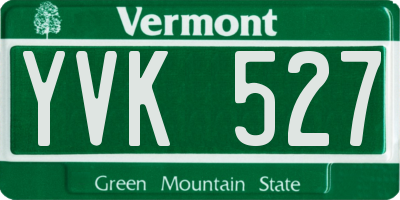 VT license plate YVK527