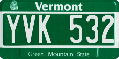 VT license plate YVK532