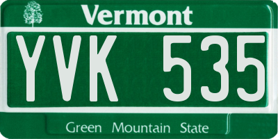 VT license plate YVK535