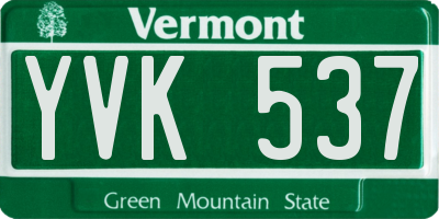 VT license plate YVK537