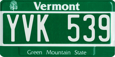 VT license plate YVK539