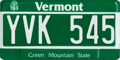 VT license plate YVK545