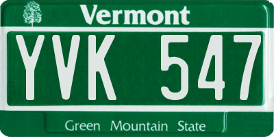 VT license plate YVK547