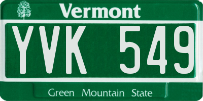 VT license plate YVK549