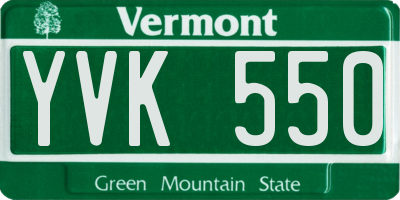 VT license plate YVK550