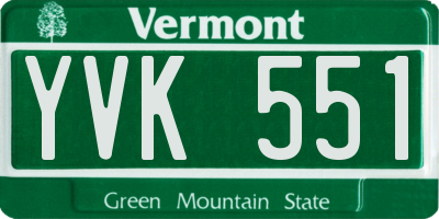 VT license plate YVK551