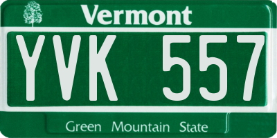 VT license plate YVK557
