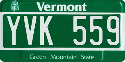 VT license plate YVK559
