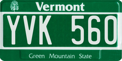 VT license plate YVK560