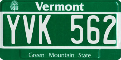 VT license plate YVK562