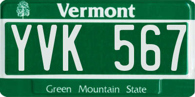 VT license plate YVK567