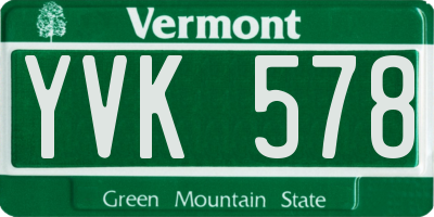 VT license plate YVK578