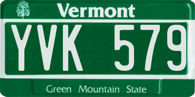 VT license plate YVK579