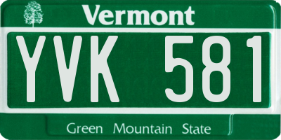 VT license plate YVK581