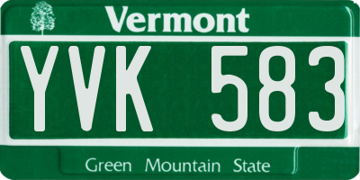 VT license plate YVK583