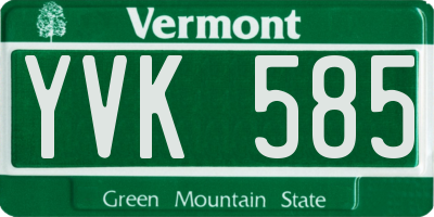 VT license plate YVK585