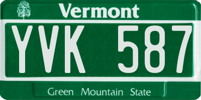VT license plate YVK587